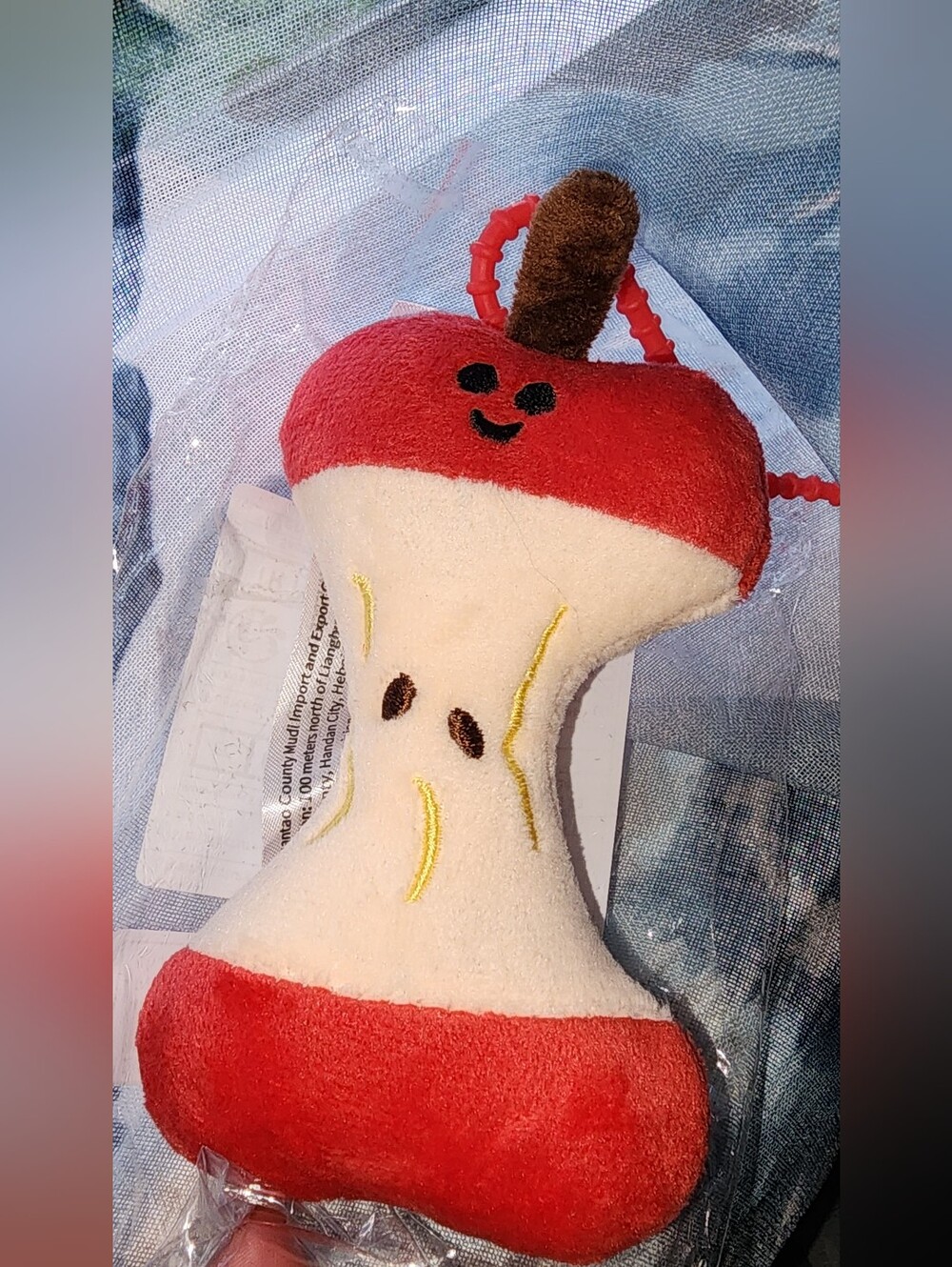 🍎♥️Plush Apple Core Keychain Bag Charm - Red and Cream